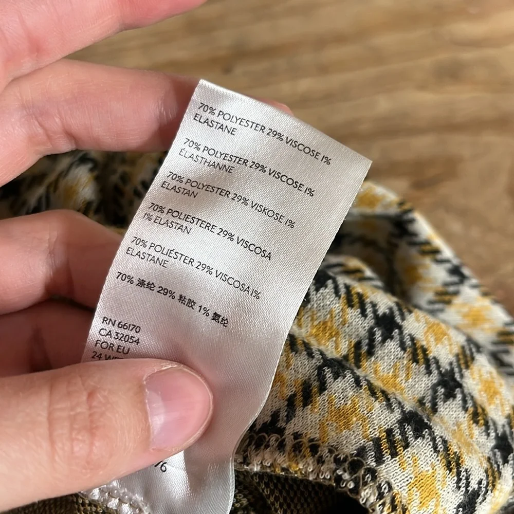 Urban Outfitters Plaid Stretch Flare Pants Yellow Black - Picture 6 of 6